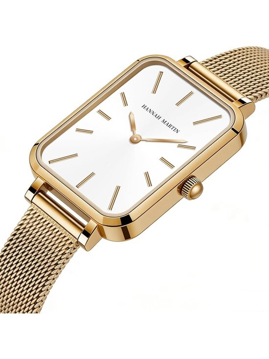 Women\'s White Rose Gold Analog Stainless Steel Vintage Rectangular Luxury Watch main image 4